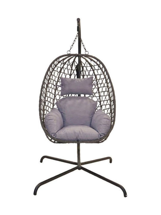 Swing Armchair with Stand and Pillow Fabric Gray Load Weight up to 120kg L100xW100xH196cm