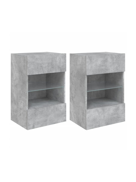 Wand Wohnzimmer Vitrine aus Spanplatte mit Glas & Beleuchtung Grey 40x30x60.5cm