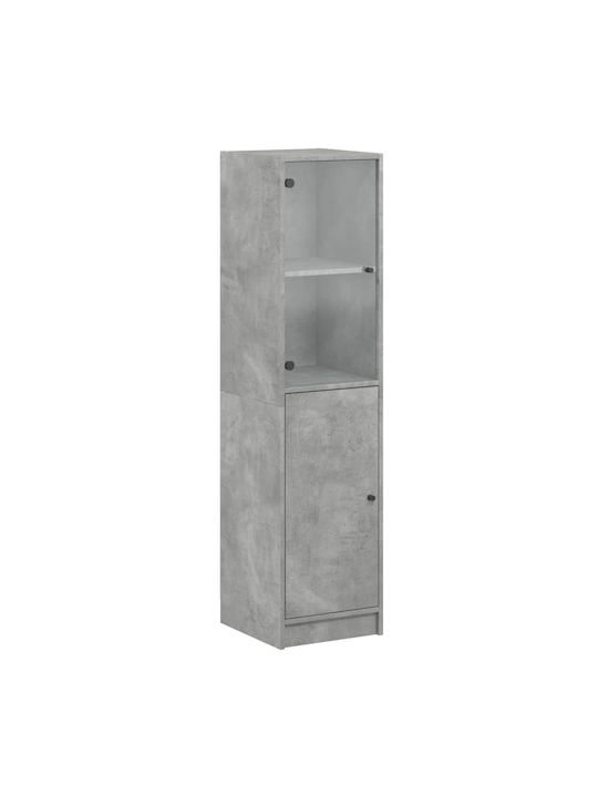 Wand Wohnzimmer Vitrine aus Spanplatte mit Glas Grey 35x37x142cm