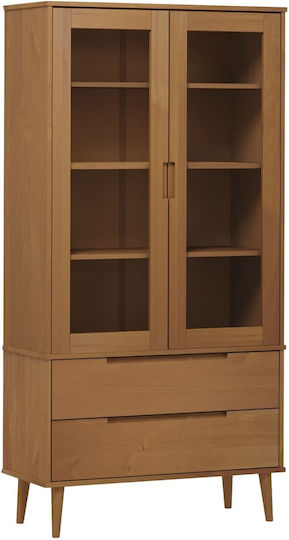 Molde Wand Wohnzimmer Vitrine aus Holz mit Glas Coffee 90x35x175cm