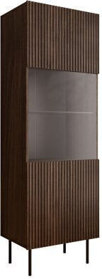 Dortivu 106 De podea Vitrină de living din Lemn & Metal cu Sticlă Black, Walnut 60x40x183cm