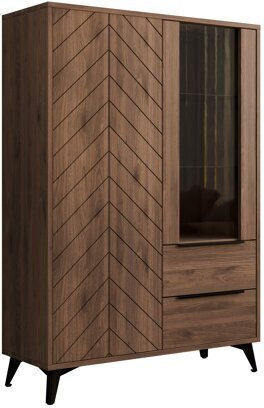 Enoteo 109 Boden-Vitrine aus Holz mit Verglasung Braune 104x40x150cm