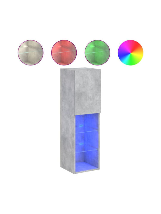 Wand Wohnzimmer Vitrine aus Spanplatte mit Glas & Beleuchtung Grey 30.5x30x102cm