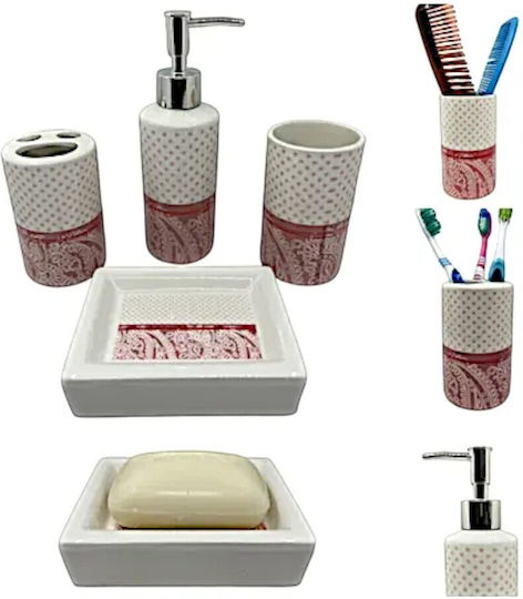 Ceramic Orange Bathroom Accessory Set 4 Pieces