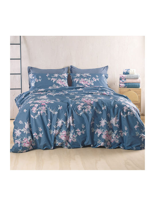 Rythmos Single Quilt Set 160x240cm Nova Springtime Dark Blue 2pcs