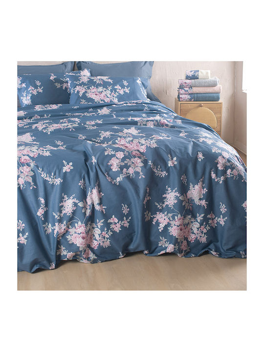 Rythmos Single Quilt Set 160x240cm Nova Springtime Dark Blue 2pcs