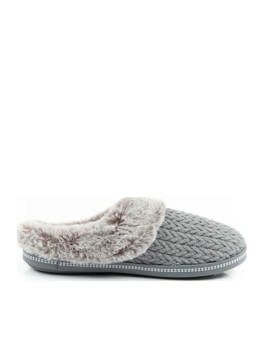 Cozy Campfire Winter Women's Slippers with Fur Gray