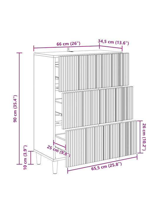 Comodă Dormitor Lemn Gri Sonoma 66x34.5x90cm
