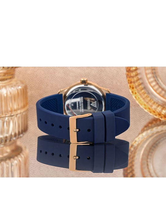 Guess Annette Womens Watch 36mm Chronograph Battery with Navy Blue Rubber Strap
