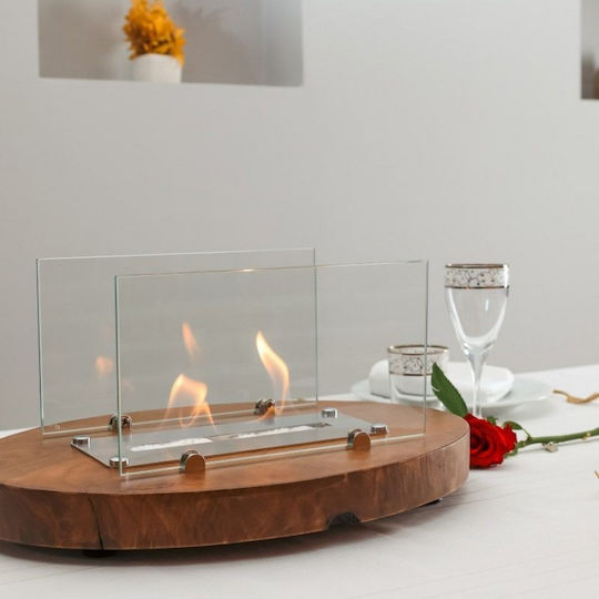 SteweHome Schreibtisch Oval Bioethanol-Kamin Natürliches Eichenholz Luxuriöses Kauri 35×25 Cm