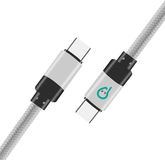 Spacer Braided USB 2.0 Cablu USB-C bărbătesc - USB-C Argintiu 1.8m