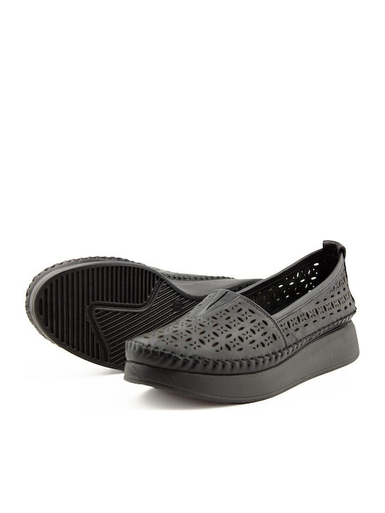 Women's Leather Black Slip-On