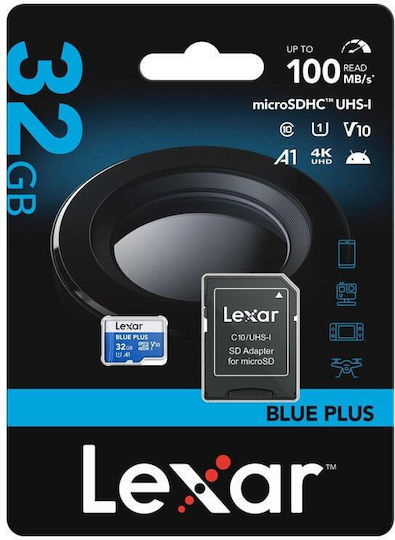Lexar microSDXC 32GB U1 V10 A1 UHS-I 100MB/s Memory Card with Adapter