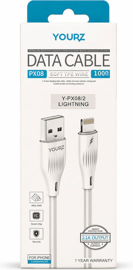 YOURZ USB-A to Lightning Cable Λευκό 57241