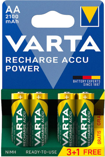 Varta Recharge Accu Value Rechargeable Batteries AA Ni-MH 2100mAh 1.2V 4pcs