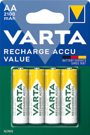 Varta Recharge Accu Value Rechargeable Batteries AA Ni-MH 2100mAh 1.2V 4pcs