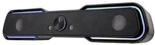 Powertech Gaming Soundbar Ηχεία Υπολογιστή 2.0 με RGB Φωτισμό και Bluetooth Ισχύος 5W σε Μαύρο Χρώμα