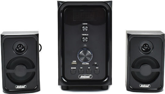 Andowl Q-YX107T Ηχεία Υπολογιστή 2.1 με Ισχύ 15W Μαύρα