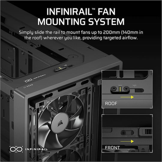 Corsair FRAME 4000D WOOD RS Gaming Midi Tower Computer Case with Side Window Black/Walnut