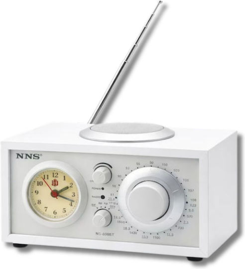 NS‑808BT-W Retro Φορητό Ραδιόφωνο Επαναφορτιζόμενο με Bluetooth και USB Λευκό