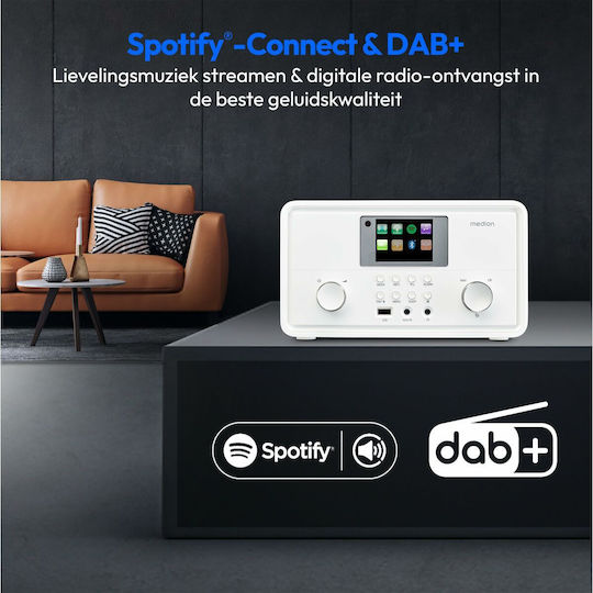 Medion Настолен Радиоприемник с Мрежово Захранване DAB+ с Bluetooth Бял