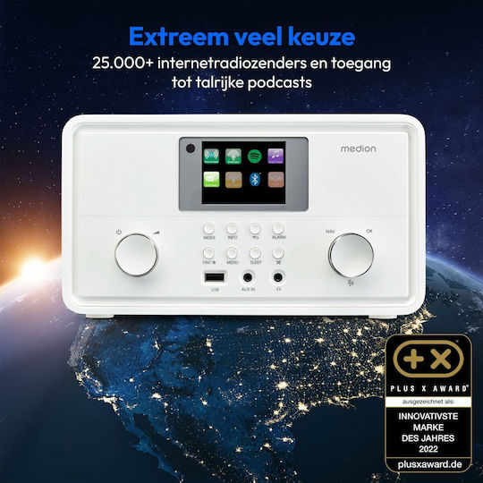 Medion Настолен Радиоприемник с Мрежово Захранване DAB+ с Bluetooth Бял