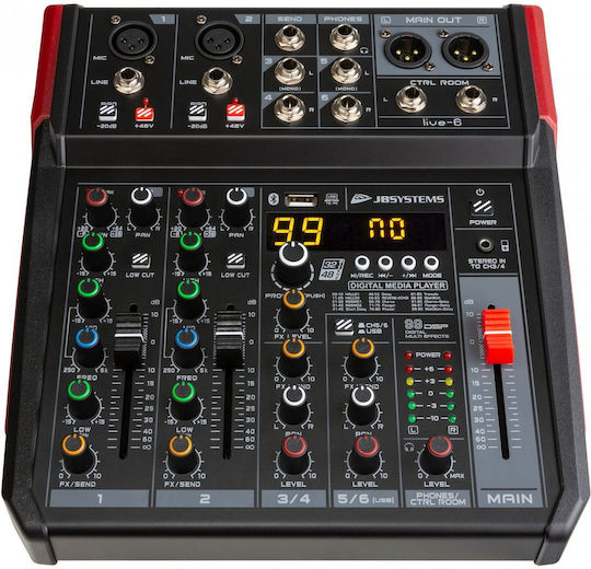 Jb Systems LIVE-6 Αυτοενισχυόμενη Αναλογική Κονσόλα 6.0 Καναλιών & Bluetooth