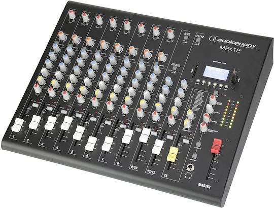 Audiophony MPX12 Αναλογική Κονσόλα 12 Καναλιών με Phantom Power & 8 Εισόδους XLR & Bluetooth