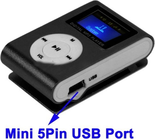 MP3 Player with LCD Screen 1.1" Black S-MP3-2016B