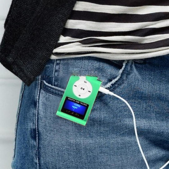 Mini USB Metal Clip MP3 Player (32GB) με Οθόνη LCD Πράσινο