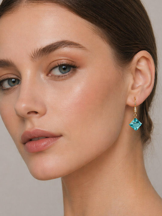 Awear Gold Plated Steel Light Blue Earrings