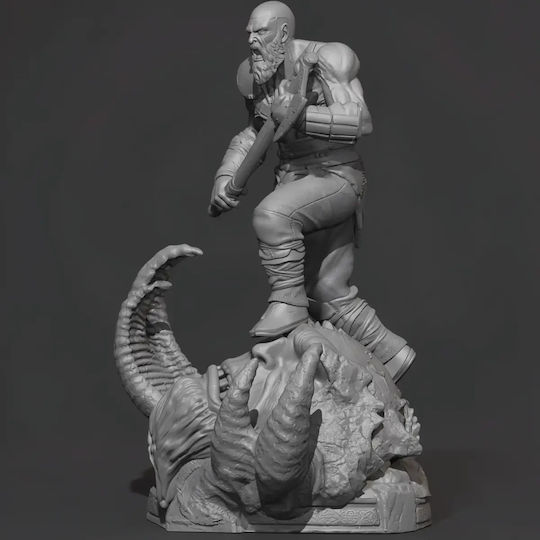 Figure Kratos On Fire Troll Head God War 3D Printed 7 6 Cm 1:24