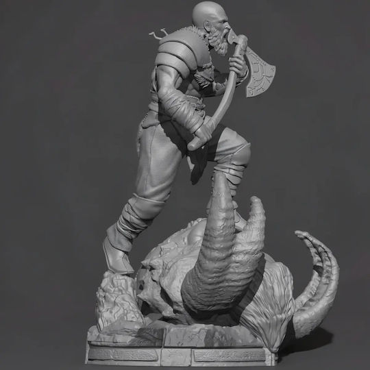 Φιγούρα Kratos On Fire Troll Head God War 3d Εκτυπωμένη-20 Cm 1:8