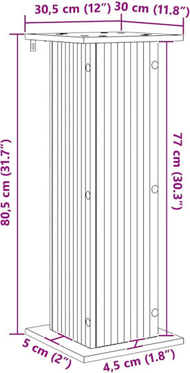 vidaXL Anthoștâlpi Din Lemn Albi 30,5x30x80,5 cm 2 Bucăți