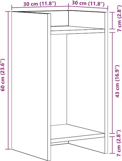 vidaXL Ανθοστήλη Ξύλινη Γκρι 30x30x60εκ.