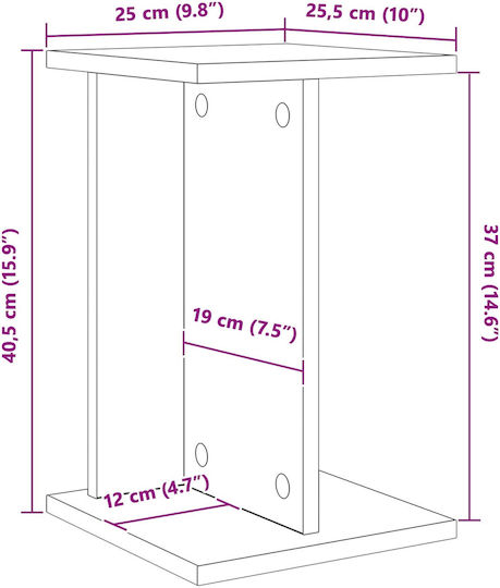 vidaXL Holz Pflanzenturm Grau 25x25,5x40,5cm 2 Stück