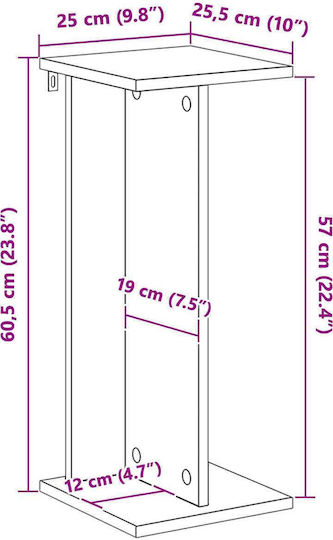 vidaXL Ανθοστήλη Ξύλινη Γκρι 25x25.5x60.5εκ.