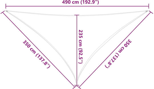 vidaXL Triangle Shade Sail Yellow with PU Coating 3.5x4.9x4.9m