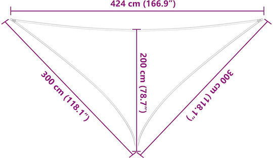 vidaXL Triangle Shade Sail Blue with PU Coating 3x4.24x4.24m