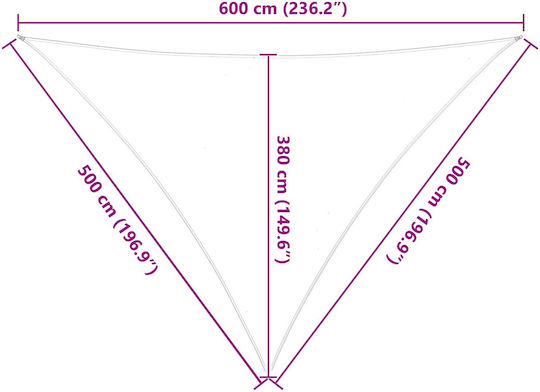 vidaXL Triangle Shade Sail Blue with PU Coating 5x6x6m