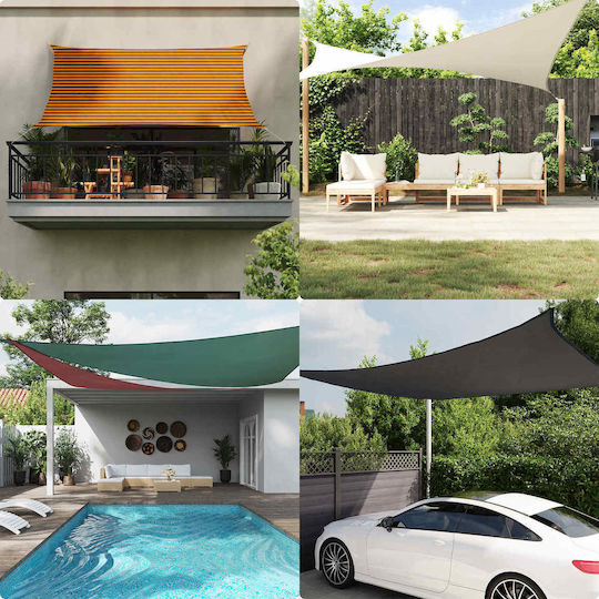 vidaXL Триъгълен Shade Sail Бял с PU Покритие 3.5x4.9x4.9м