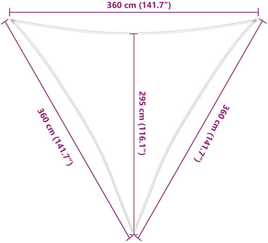 vidaXL Triangle Shade Sail White with PU Coating 3.6m