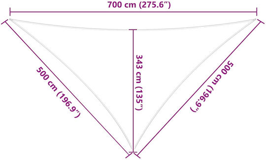 vidaXL Triangle Shade Sail Yellow with PU Coating 5x7x5m