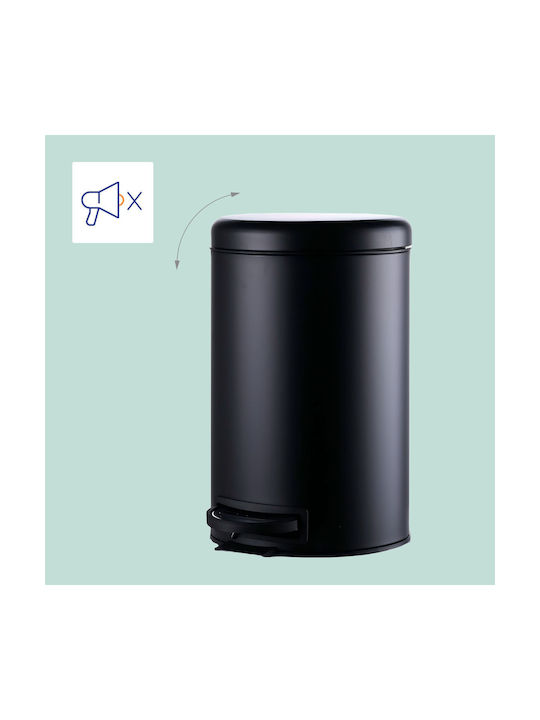 Relaxdays Coș de Gunoi Plastic cu Pedală Negru 12l