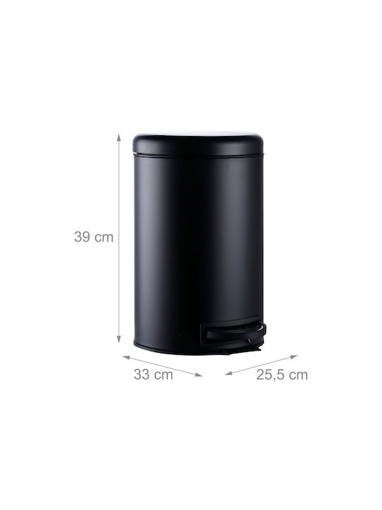 Relaxdays Coș de Gunoi Plastic cu Pedală Negru 12l