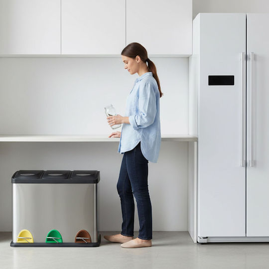 Relaxdays Metallischer Mülleimer mit Pedal Schwarze 24lt