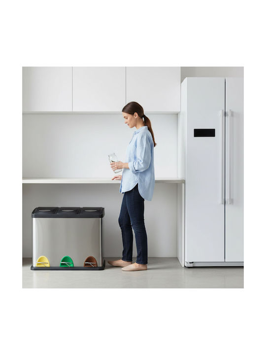 Relaxdays Metallischer Mülleimer mit Pedal Blau 24lt