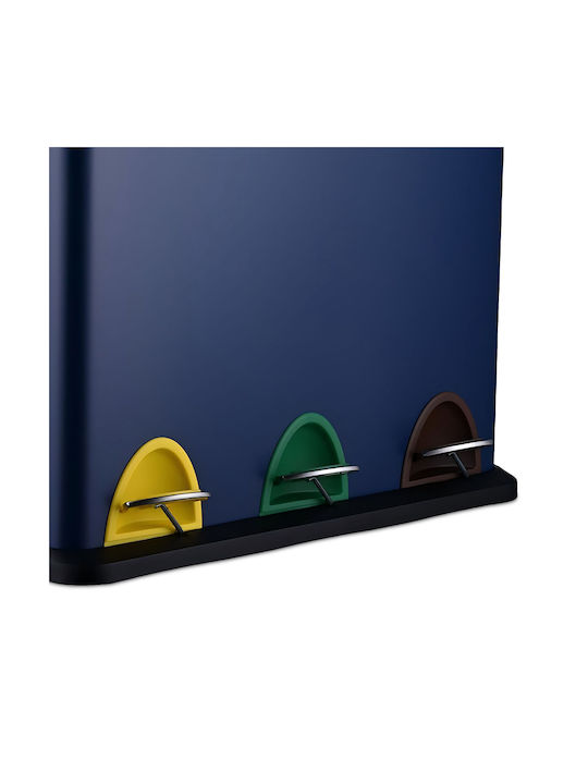 Relaxdays Metallischer Mülleimer mit Pedal Blau 24lt