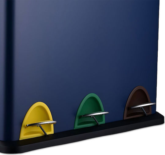 Relaxdays Metallic Recycling Bin with Pedal Blue 24L