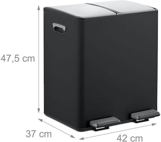 Relaxdays Plastic Waste Bin with Pedal Black 30lt